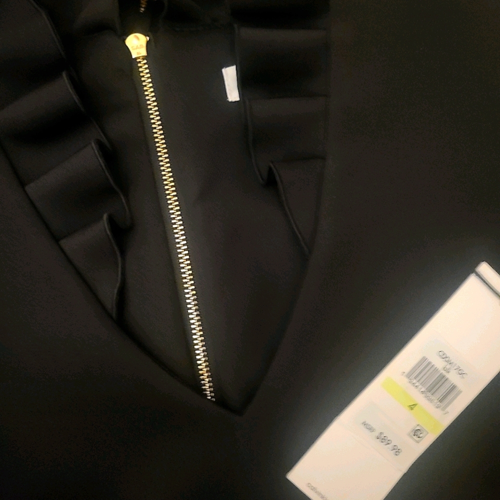 Calvin Klein Ruffle V-Neck Scuba Sheet Dress Sz - Picture 5 of 5